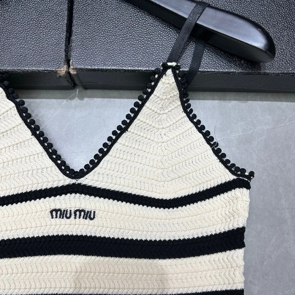 Miu Miu Black and Cream Knit Camisole - Picture 4 of 4